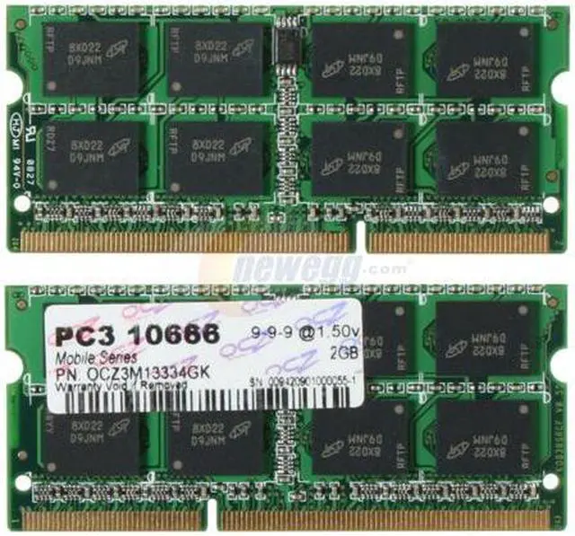 Alt view image 2 of 3 - OCZ 4GB (2 x 2GB) 204-Pin DDR3 SO-DIMM DDR3 1333 (PC3 10666) Dual Channel Kit Laptop Memory Model OCZ3M13334GK