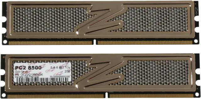 Alt view image 2 of 3 - OCZ Gold Edition 4GB (2 x 2GB) DDR2 1066 (PC2 8500) Dual Channel Kit Desktop Memory Model OCZ2G10664GK