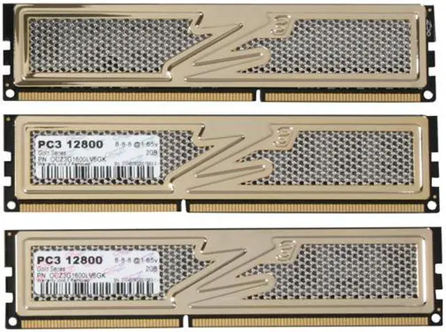 Alt view image 2 of 3 - OCZ Gold 6GB (3 x 2GB) DDR3 1600 (PC3 12800) Low Voltage Desktop Memory Model OCZ3G1600LV6GK