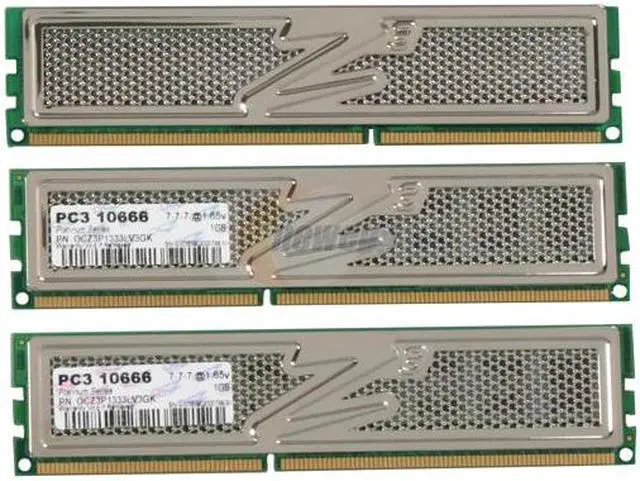 Alt view image 2 of 3 - OCZ Platinum 3GB (3 x 1GB) DDR3 1333 (PC3 10666) Triple Channel Kit Desktop Memory Model OCZ3P1333LV3GK