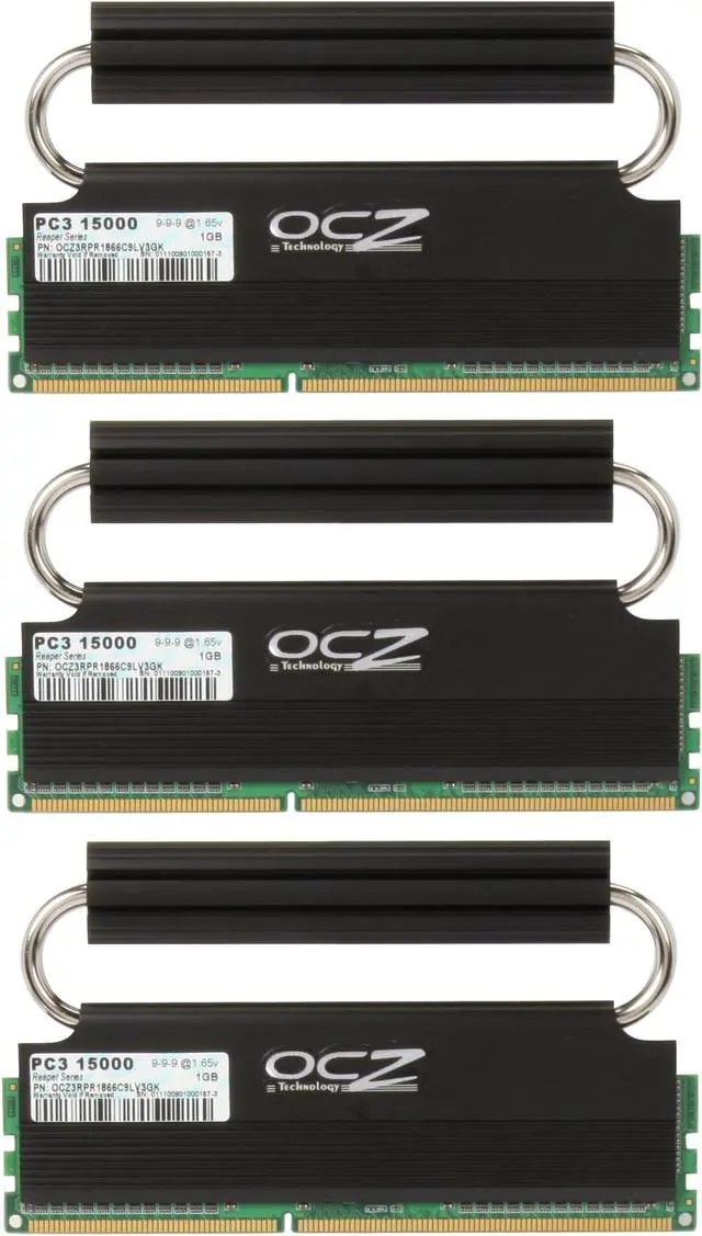 Alt view image 4 of 5 - OCZ Reaper HPC 3GB (3 x 1GB) DDR3 1866 (PC3 15000) Triple Channel Kit Desktop Memory Model OCZ3RPR1866C9LV3GK