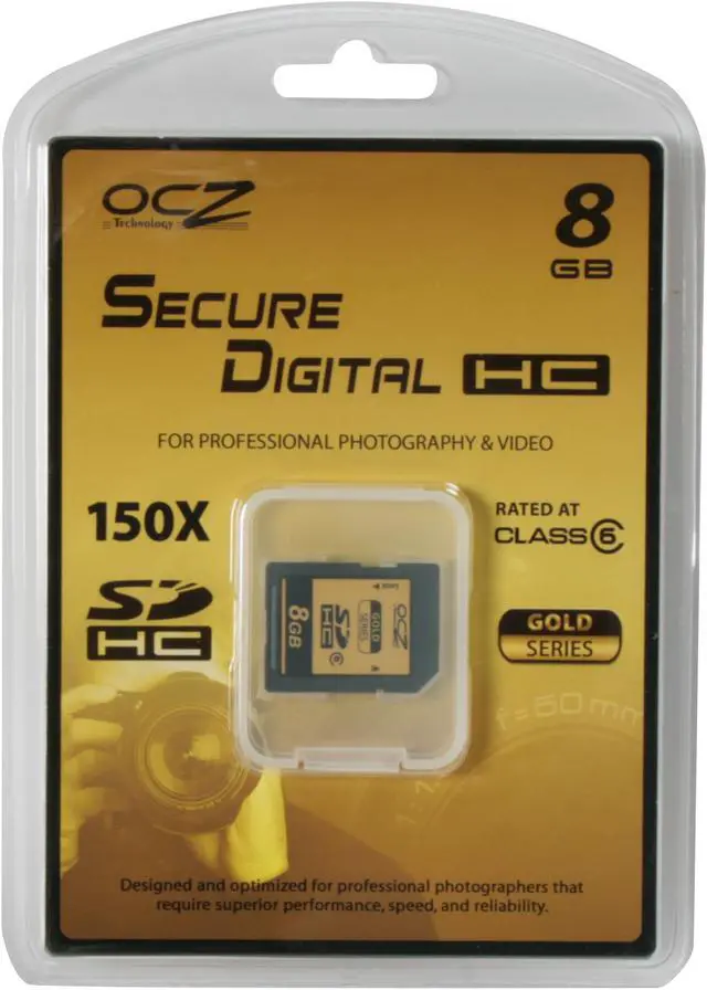 Alt view image 2 of 2 - OCZ Gold Series 8GB Secure Digital High-Capacity (SDHC) 150x Flash Card Model OCZSDHC6PRO-8GB