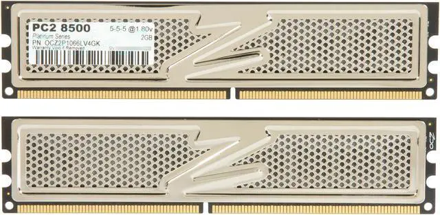 Alt view image 2 of 3 - OCZ Platinum 4GB (2 x 2GB) DDR2 1066 (PC2 8500) Desktop Memory Model OCZ2P1066LV4GK