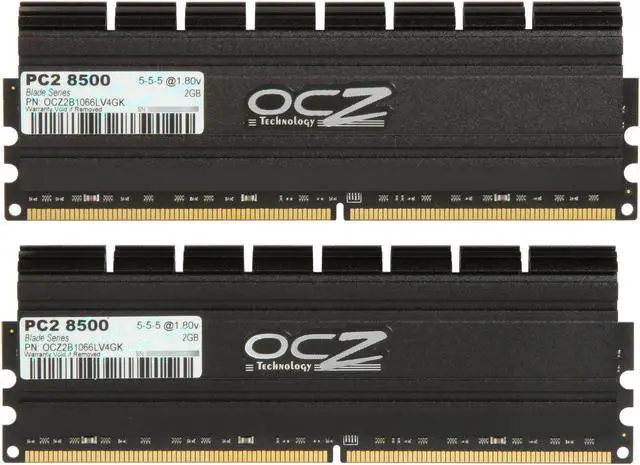 Alt view image 2 of 3 - OCZ Blade Series 4GB (2 x 2GB) DDR2 1066 (PC2 8500) Low Voltage Desktop Memory Model OCZ2B1066LV4GK