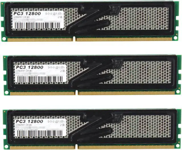 Main image of OCZ Obsidian Series 6GB (3 x 2GB) DDR3 1600 (PC3 12800) Desktop Memory Model OCZ3OB1600LV6GK