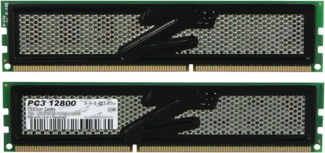 Alt view image 2 of 3 - OCZ Obsidian 4GB (2 x 2GB) DDR3 1600 (PC3 12800) Desktop Memory Model OCZ3OB1600LV4GK