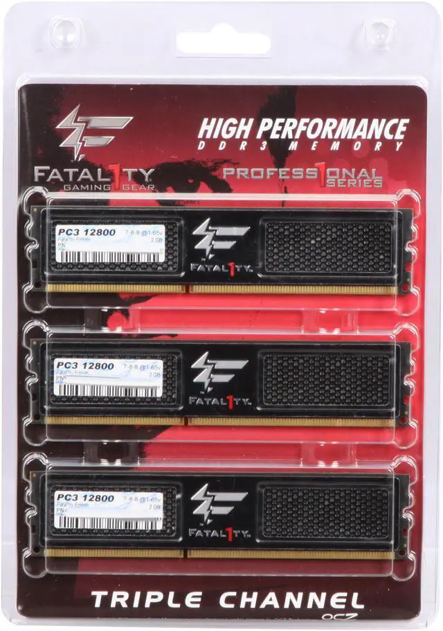 Alt view image 3 of 3 - OCZ 6GB (3 x 2GB) DDR3 1600 (PC3 12800) Desktop Memory Model OCZ3F1600LV6GK