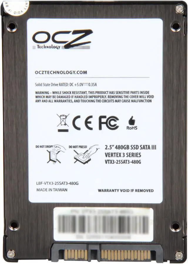 Alt view image 4 of 6 - OCZ Vertex 3 2.5" 480GB SATA III MLC Internal Solid State Drive (SSD) VTX3-25SAT3-480G