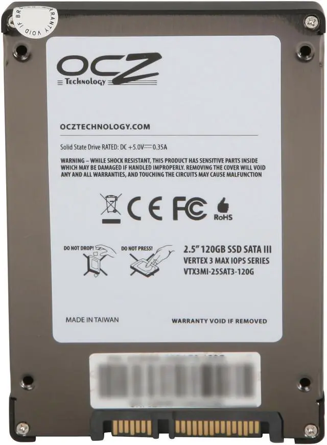 Alt view image 5 of 6 - OCZ Vertex 3 Series - MAX IOPS Edition 2.5" 120GB SATA III MLC Internal Solid State Drive (SSD) VTX3MI-25SAT3-120G