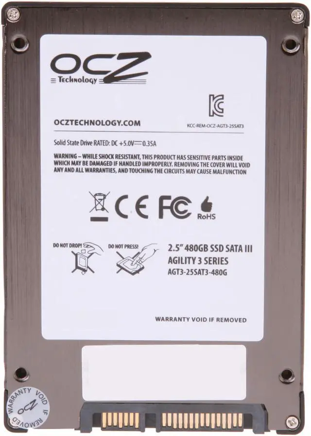 Alt view image 5 of 5 - OCZ Agility 3 2.5" 480GB SATA III MLC Internal Solid State Drive (SSD) AGT3-25SAT3-480G