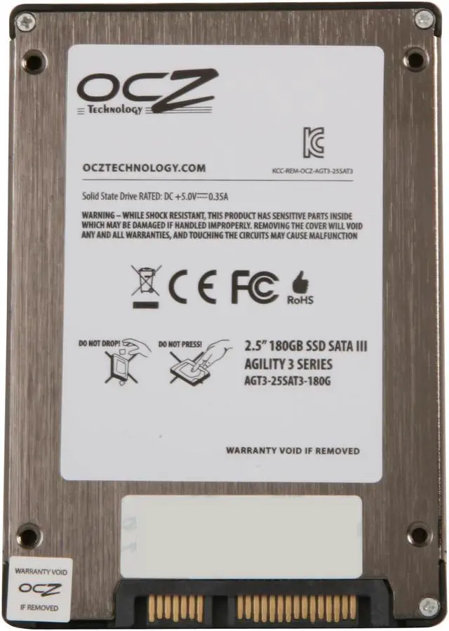 Alt view image 4 of 5 - OCZ Agility 3 2.5" 180GB SATA III MLC Internal Solid State Drive (SSD) AGT3-25SAT3-180G