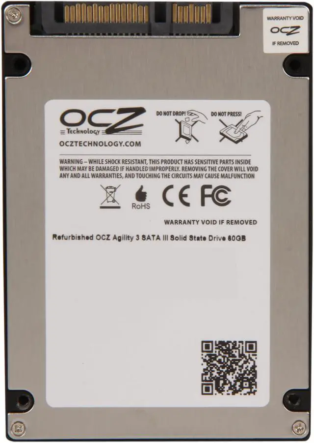 Alt view image 5 of 6 - Manufacturer Recertified OCZ Agility 3 2.5" 60GB SATA III MLC Internal Solid State Drive (SSD) AGT3-25SAT3-60G