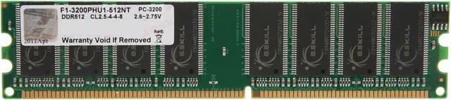 Main image of G.SKILL 512MB DDR 400 (PC 3200) Desktop Memory Model F1-3200PHU1-512NT