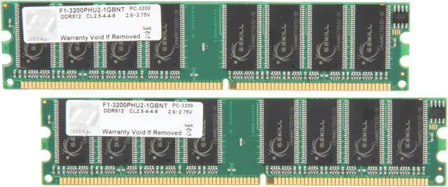 Main image of G.SKILL 1GB (2 x 512MB) DDR 400 (PC 3200) Dual Channel Kit System Memory Model F1-3200PHU2-1GBNT
