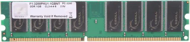 Main image of G.SKILL Value 1GB DDR 400 (PC 3200) Desktop Memory Model F1-3200PHU1-1GBNT