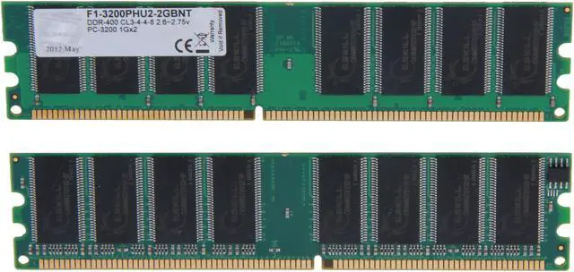Alt view image 2 of 3 - G.SKILL Value 2GB (2 x 1GB) DDR 400 (PC 3200) Desktop Memory Model F1-3200PHU2-2GBNT