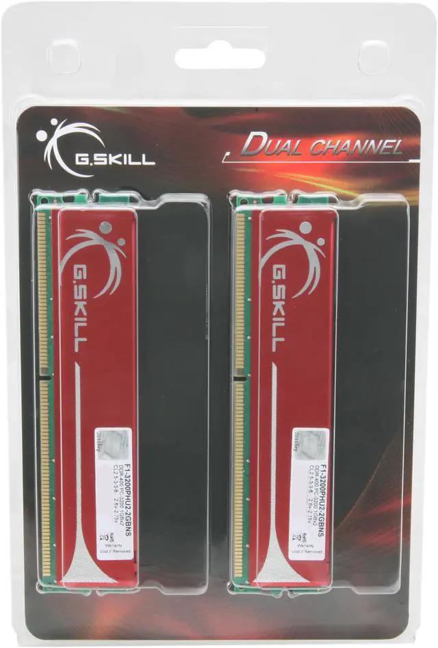 Alt view image 3 of 3 - G.SKILL 2GB (2 x 1GB) DDR 400 (PC 3200) Dual Channel Kit Desktop Memory Model F1-3200PHU2-2GBNS
