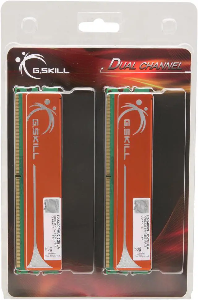 Alt view image 3 of 3 - G.SKILL 2GB (2 x 1GB) DDR2 667 (PC2 5400) Dual Channel Kit Desktop Memory Model F2-5400PHU2-2GBLA