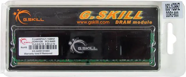 Alt view image 2 of 2 - G.SKILL 1GB DDR2 800 (PC2 6400) Desktop Memory Model F2-6400PHU1-1GBHZ