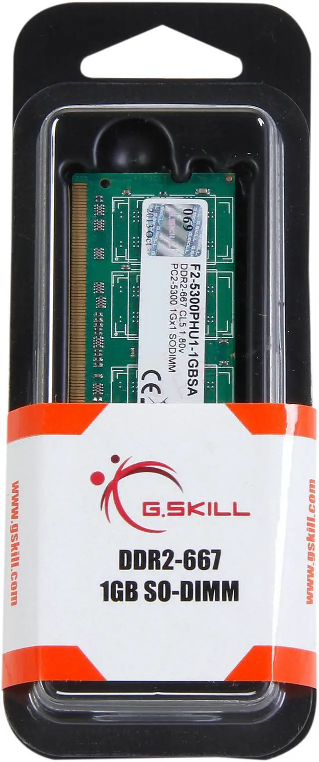 Alt view image 3 of 3 - G.SKILL 1GB 200-Pin DDR2 SO-DIMM DDR2 667 (PC2 5300) Laptop Memory Model F2-5300PHU1-1GBSA