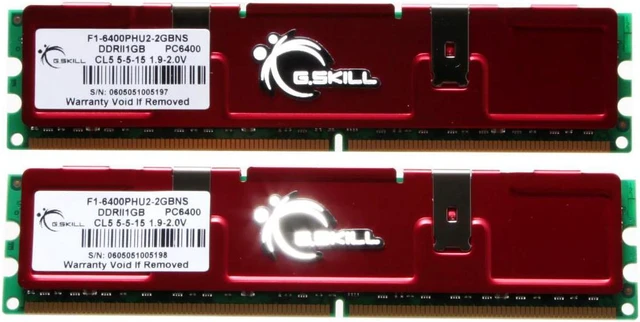 Main image of G.SKILL 2GB (2 x 1GB) DDR2 800 (PC2 6400) Dual Channel Kit Desktop Memory Model F2-6400PHU2-2GBNS