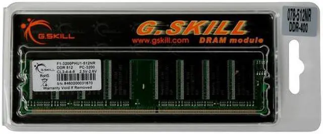 Alt view image 3 of 3 - G.SKILL 512MB DDR 400 (PC 3200) Desktop Memory Model F1-3200PHU1-512NR