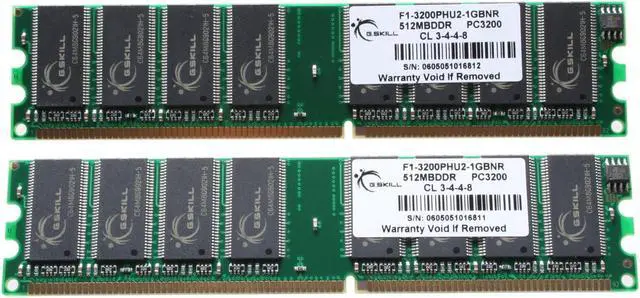 Main image of G.SKILL 1GB (2 x 512MB) DDR 400 (PC 3200) Dual Channel Kit System Memory Model F1-3200PHU2-1GBNR