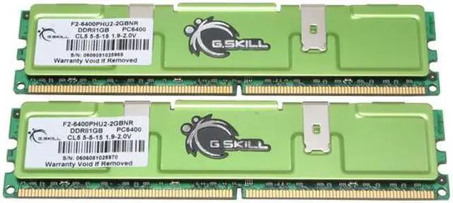 Main image of G.SKILL 2GB (2 x 1GB) DDR2 800 (PC2 6400) Dual Channel Kit Desktop Memory Model F2-6400PHU2-2GBNR