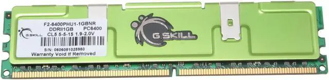Main image of G.SKILL 1GB DDR2 800 (PC2 6400) Desktop Memory Model F2-6400PHU1-1GBNR