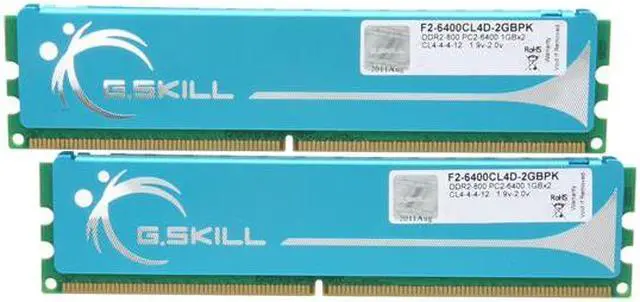 Main image of G.SKILL 2GB (2 x 1GB) DDR2 800 (PC2 6400) Dual Channel Kit Desktop Memory Model F2-6400CL4D-2GBPK