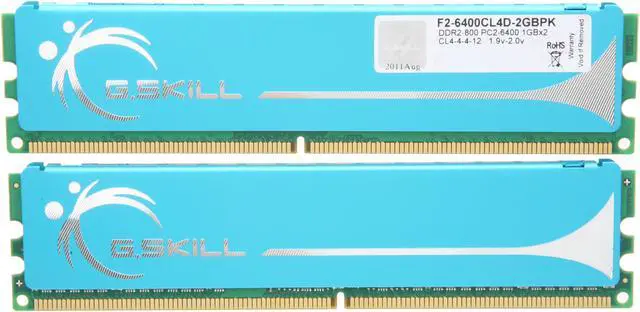 Alt view image 2 of 3 - G.SKILL 2GB (2 x 1GB) DDR2 800 (PC2 6400) Dual Channel Kit Desktop Memory Model F2-6400CL4D-2GBPK