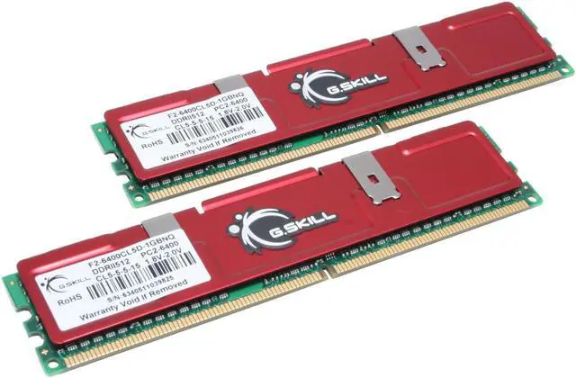 Main image of G.SKILL 1GB (2 x 512MB) DDR2 800 (PC2 6400) Dual Channel Kit Desktop Memory Model F2-6400CL5D-1GBNQ