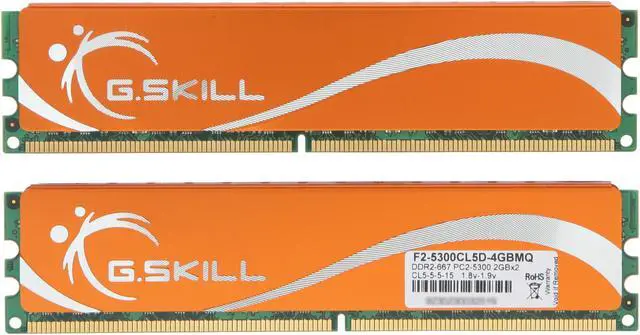 Alt view image 2 of 3 - G.SKILL 4GB (2 x 2GB) DDR2 667 (PC2 5300) Dual Channel Kit Desktop Memory Model F2-5300CL5D-4GBMQ