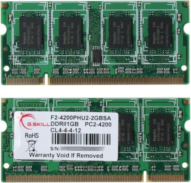 Alt view image 2 of 3 - G.SKILL 2GB (2 x 1GB) 200-Pin DDR2 SO-DIMM DDR2 533 (PC2 4200) Dual Channel Kit Laptop Memory Model F2-4200PHU2-2GBSA