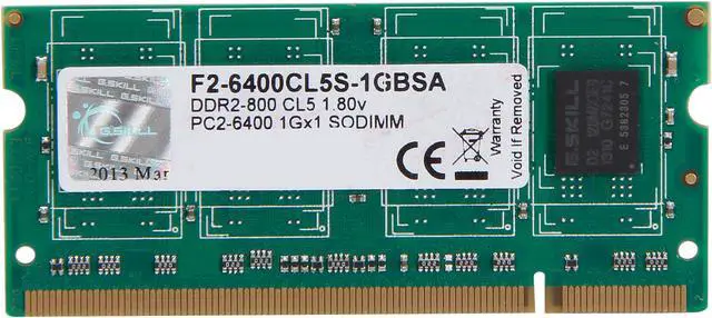 Main image of G.SKILL 1GB 200-Pin DDR2 SO-DIMM DDR2 800 (PC2 6400) Laptop Memory Model F2-6400CL5S-1GBSA