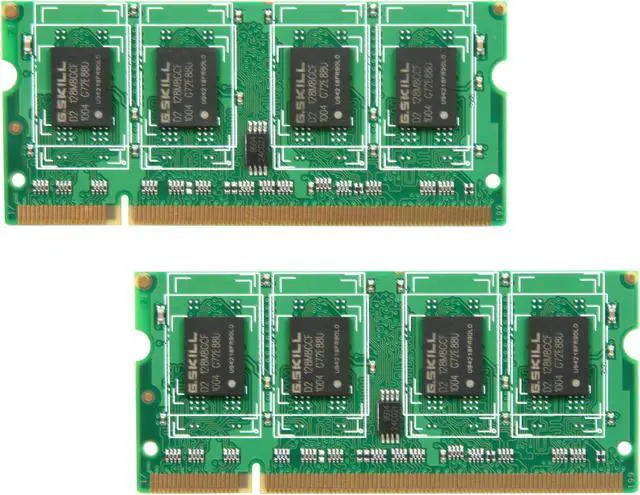 Main image of G.SKILL 2GB (2 x 1GB) 200-Pin DDR2 SO-DIMM DDR2 800 (PC2 6400) Dual Channel Kit Laptop Memory Model F2-6400CL5D-2GBSA