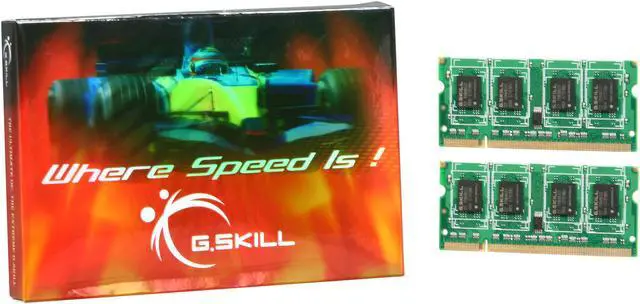 Alt view image 3 of 3 - G.SKILL 2GB (2 x 1GB) 200-Pin DDR2 SO-DIMM DDR2 800 (PC2 6400) Dual Channel Kit Laptop Memory Model F2-6400CL5D-2GBSA