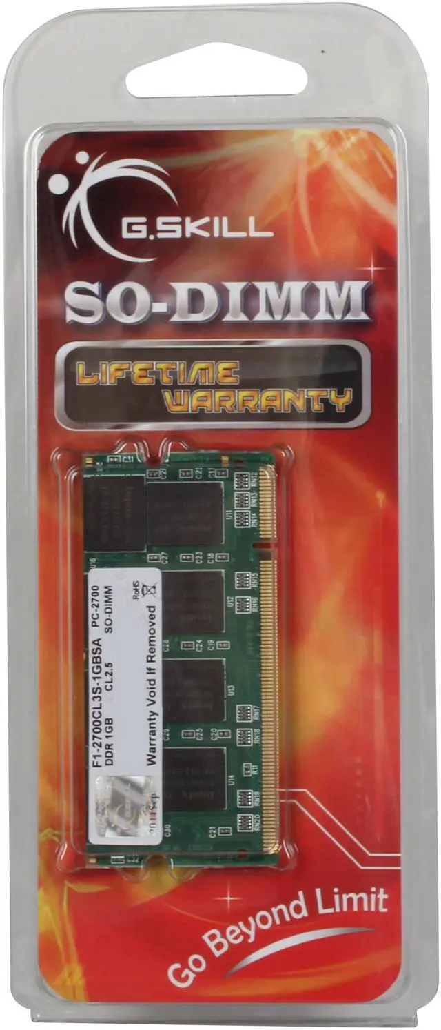 Alt view image 4 of 3 - G.SKILL 1GB 200-Pin DDR SO-DIMM DDR 333 (PC 2700) Laptop Memory Model F1-2700CL3S-1GBSA