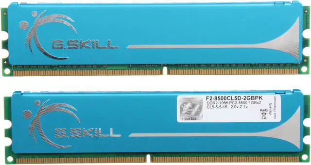 Alt view image 2 of 3 - G.SKILL 2GB (2 x 1GB) DDR2 1066 (PC2 8500) Dual Channel Kit Desktop Memory Model F2-8500CL5D-2GBPK