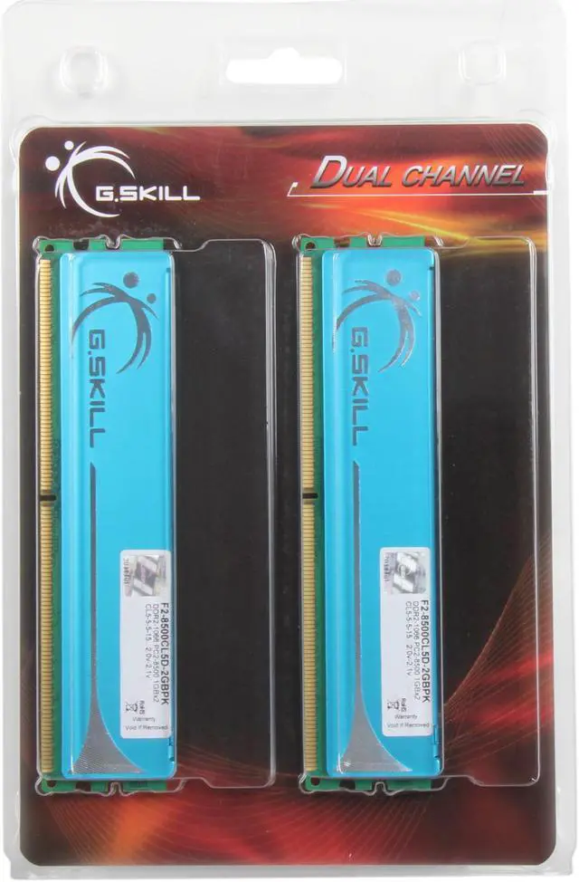 Alt view image 3 of 3 - G.SKILL 2GB (2 x 1GB) DDR2 1066 (PC2 8500) Dual Channel Kit Desktop Memory Model F2-8500CL5D-2GBPK