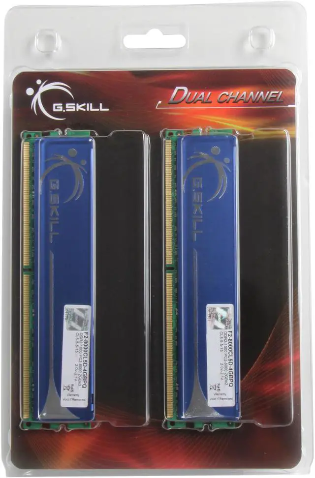 Alt view image 3 of 3 - G.SKILL 4GB (2 x 2GB) DDR2 1000 (PC2 8000) Dual Channel Kit Desktop Memory Model F2-8000CL5D-4GBPQ