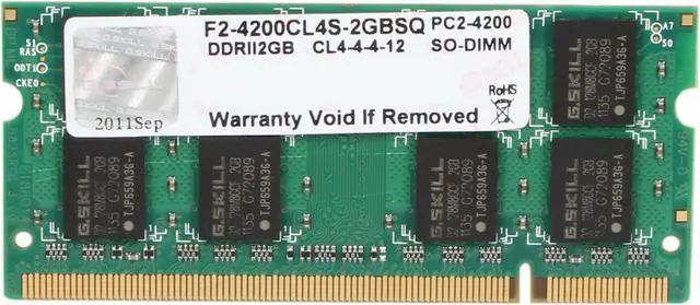 Main image of G.SKILL 2GB 200-Pin DDR2 SO-DIMM DDR2 533 (PC2 4200) Laptop Memory Model F2-4200CL4S-2GBSQ