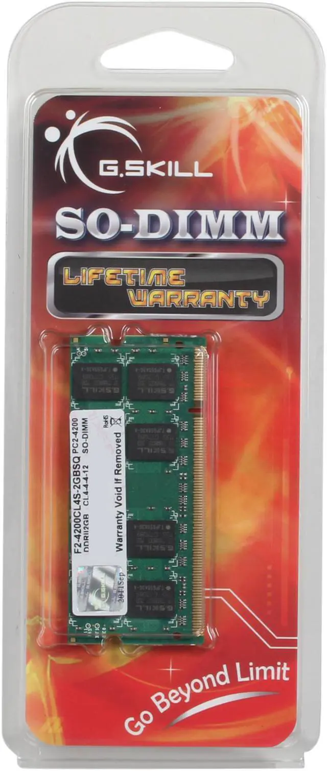 Alt view image 3 of 3 - G.SKILL 2GB 200-Pin DDR2 SO-DIMM DDR2 533 (PC2 4200) Laptop Memory Model F2-4200CL4S-2GBSQ