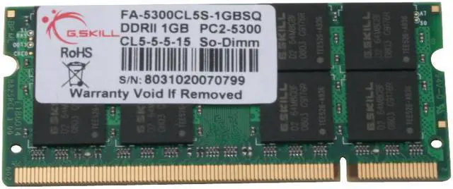 Alt view image 2 of 3 - G.SKILL 1GB DDR2 667 (PC2 5300) Memory For Apple Notebook Model FA-5300CL5S-1GBSQ