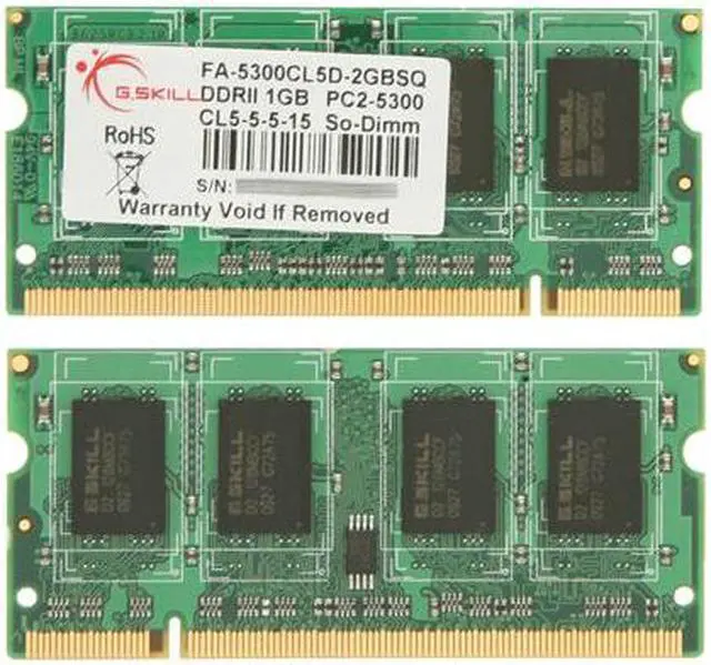 Alt view image 2 of 3 - G.SKILL 2GB (2 x 1GB) DDR2 667 (PC2 5300) Dual Channel Kit Memory For Apple Notebook Model FA-5300CL5D-2GBSQ