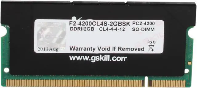 Alt view image 2 of 3 - G.SKILL 2GB 200-Pin DDR2 SO-DIMM DDR2 533 (PC2 4200) Laptop Memory Model F2-4200CL4S-2GBSK