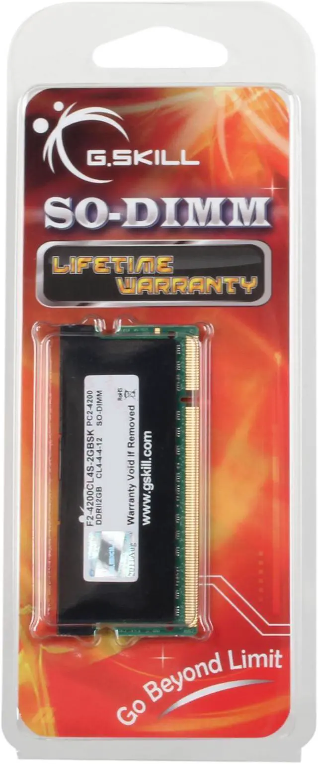 Alt view image 3 of 3 - G.SKILL 2GB 200-Pin DDR2 SO-DIMM DDR2 533 (PC2 4200) Laptop Memory Model F2-4200CL4S-2GBSK