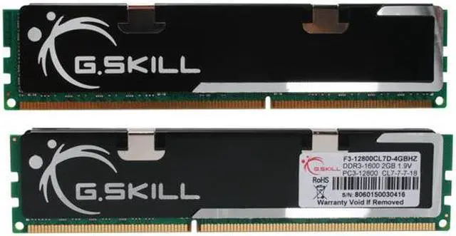 Alt view image 2 of 3 - G.SKILL 4GB (2 x 2GB) DDR3 1600 (PC3 12800) Dual Channel Kit Desktop Memory Model F3-12800CL7D-4GBHZ