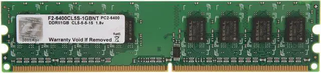 Main image of G.SKILL 1GB DDR2 800 (PC2 6400) Desktop Memory Model F2-6400CL5S-1GBNT