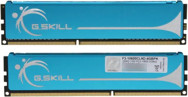 Alt view image 2 of 3 - G.SKILL 4GB (2 x 2GB) DDR3 1333 (PC3 10600) Dual Channel Kit Desktop Memory Model F3-10600CL9D-4GBPK